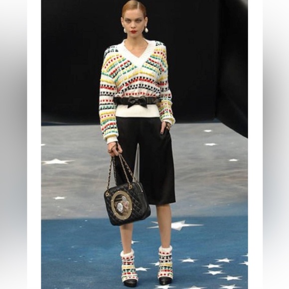 CHANEL Spring/Summer 2008 black Patent Glitter leather layered bow waist… - Picture 13 of 13